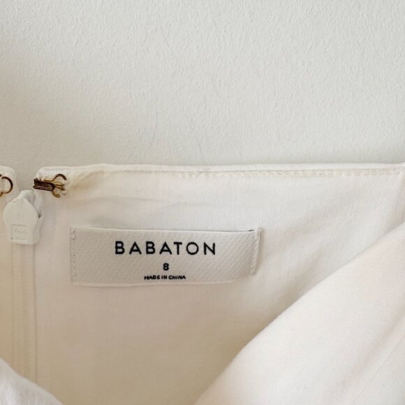 Aritzia Babaton Belleza Dress Ruched Cotton White Size 8 - Picture 4 of 5